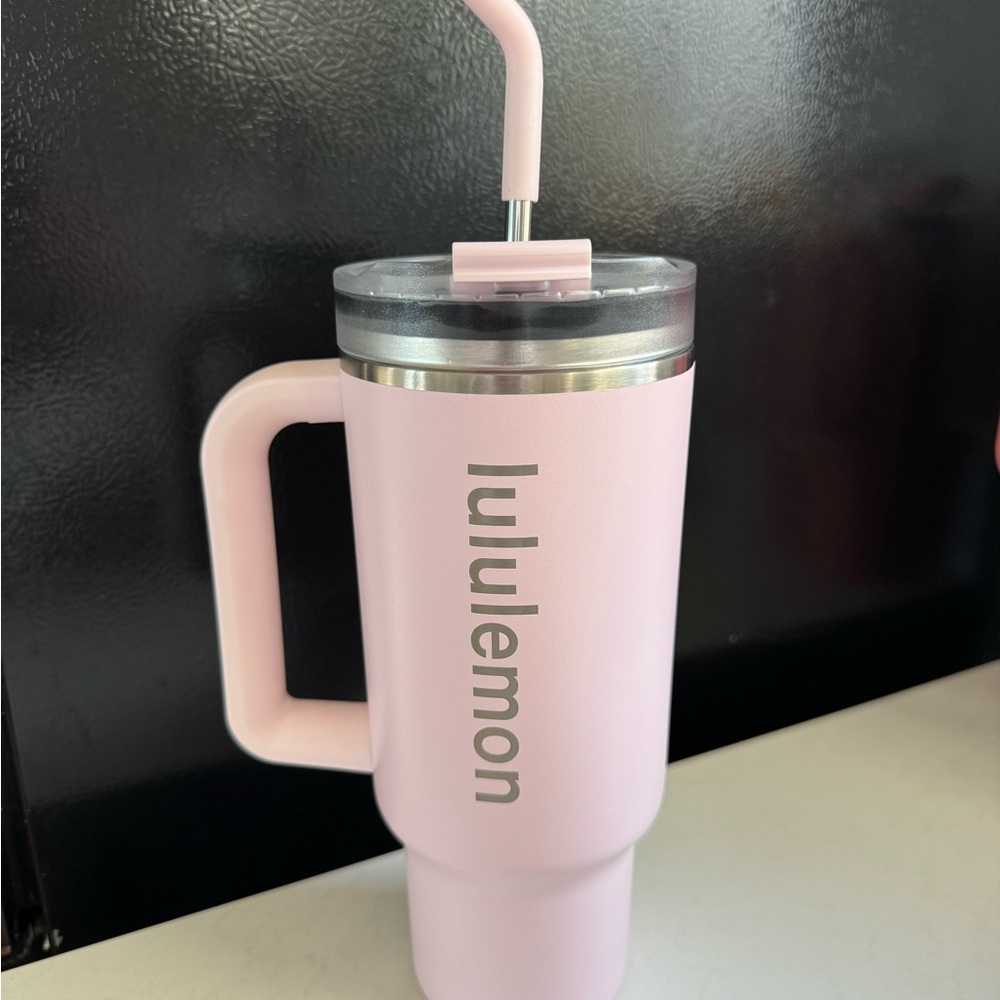 Lululemon Pink Tumbler with Straw
